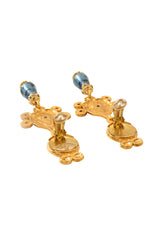 Ornate filigree and glass earrings by Hanna Bernhard backside clips open @ Recess LA 