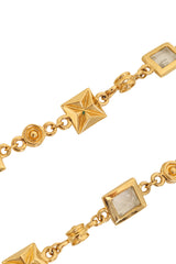 Vintage St. John Faceted Geometric Sautoir Necklace closeup tarnish  @ Recess LA