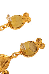 Ornate filigree and glass earrings by Hanna Bernhard backs up close @ Recess LA 