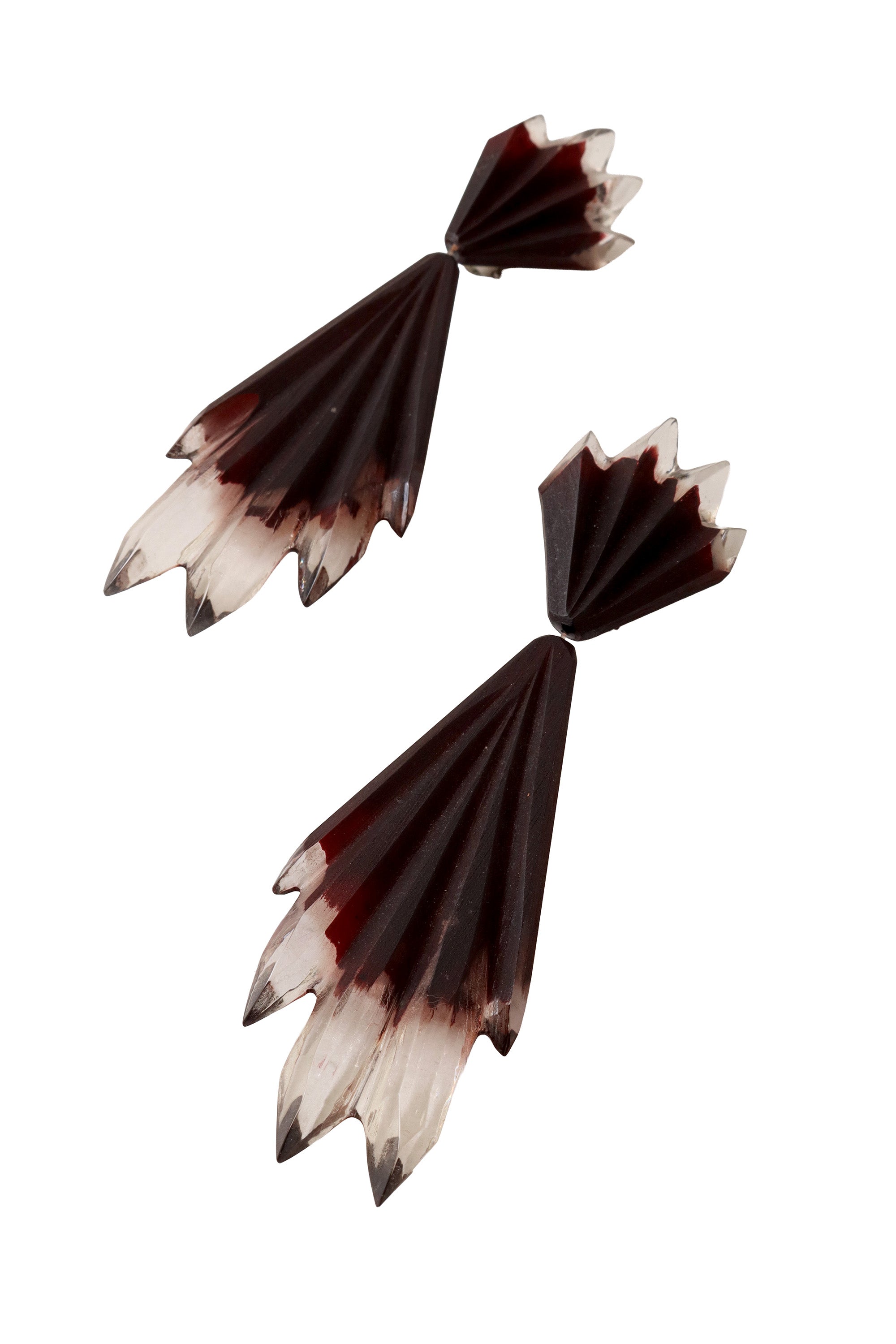 Faceted resin drop earrings flat lay up close @ Recess LA 