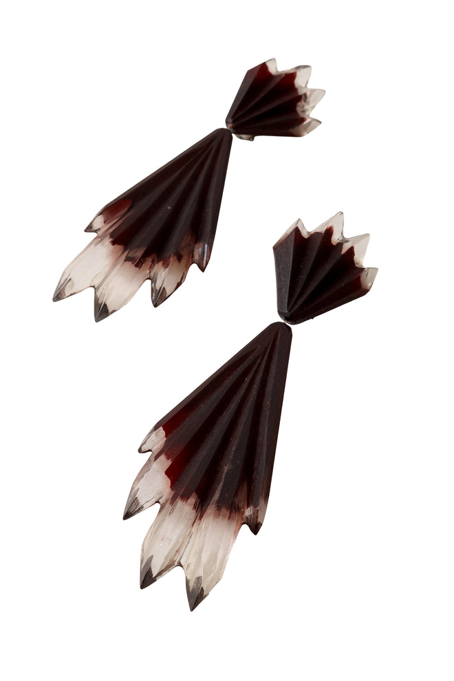 Faceted resin drop earrings flat lay up close @ Recess LA 