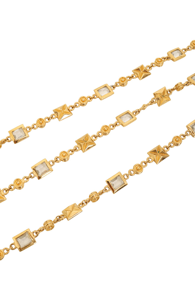 Vintage St. John Faceted Geometric Sautoir Necklace closeup detailing  @ Recess LA