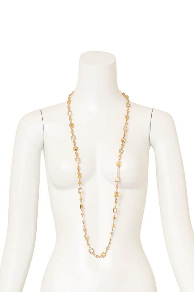 Vintage St. John Faceted Geometric Sautoir Necklace on mannequin @ Recess LA