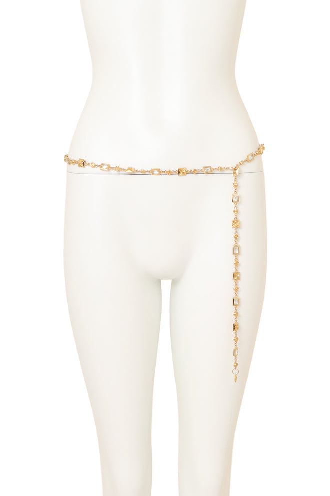 Vintage St. John Faceted Geometric Sautoir Necklace worn as belt @ Recess LA