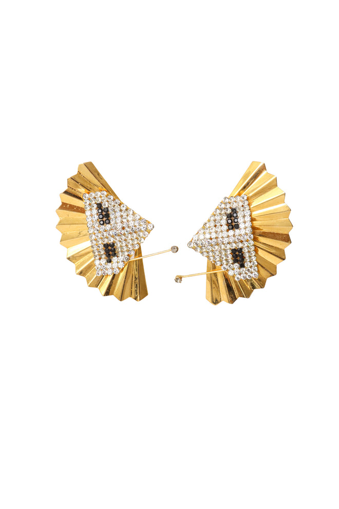 Fan motif earrings by L. DeMaria @ Recess LA 