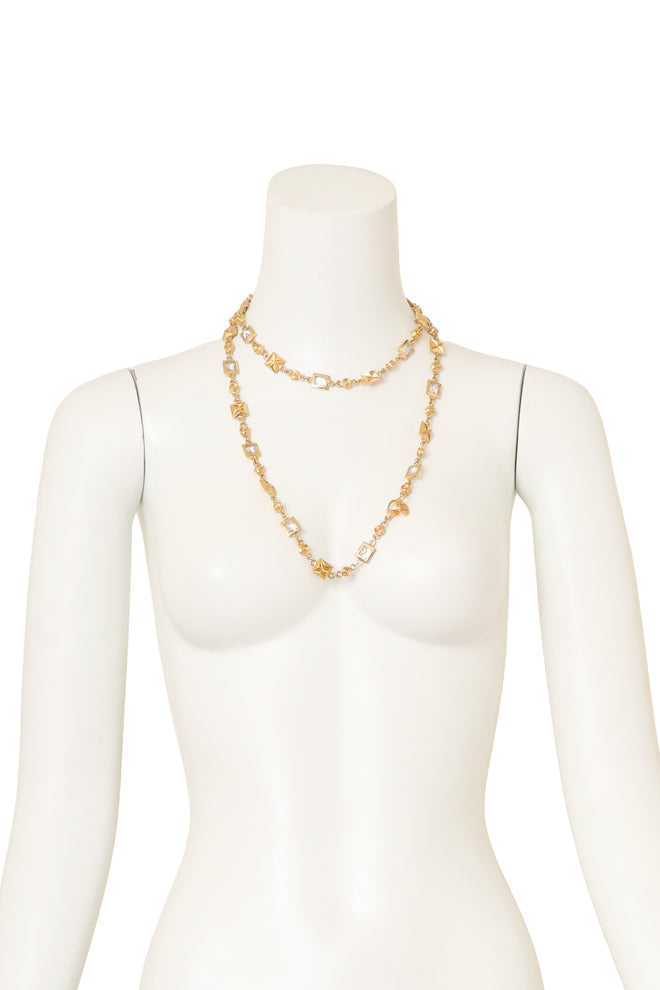 Vintage St. John Faceted Geometric Sautoir Necklace wrapped on mannequin @ Recess LA