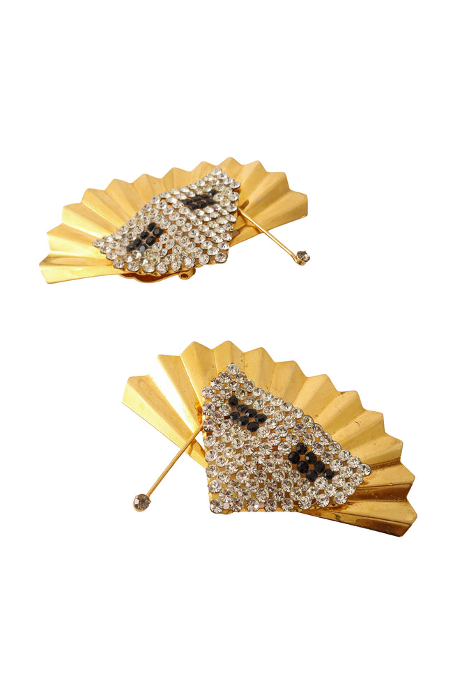 Fan motif earrings by L. DeMaria up close @ Recess LA 