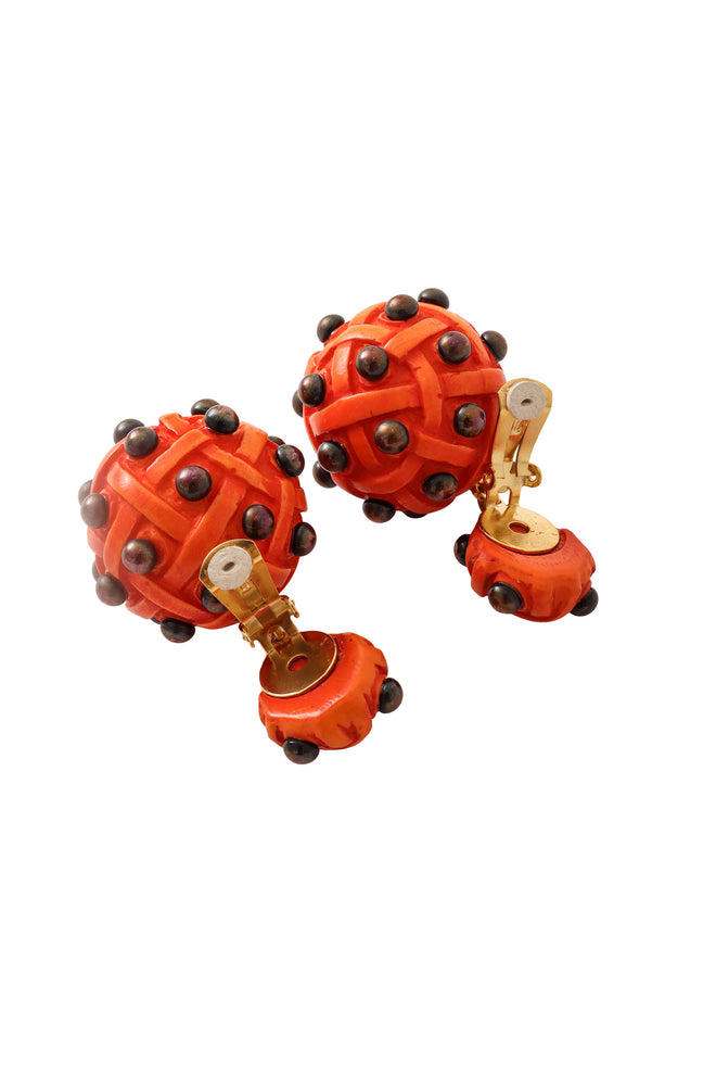 Orb drop earrings backside clips open @ Recess LA