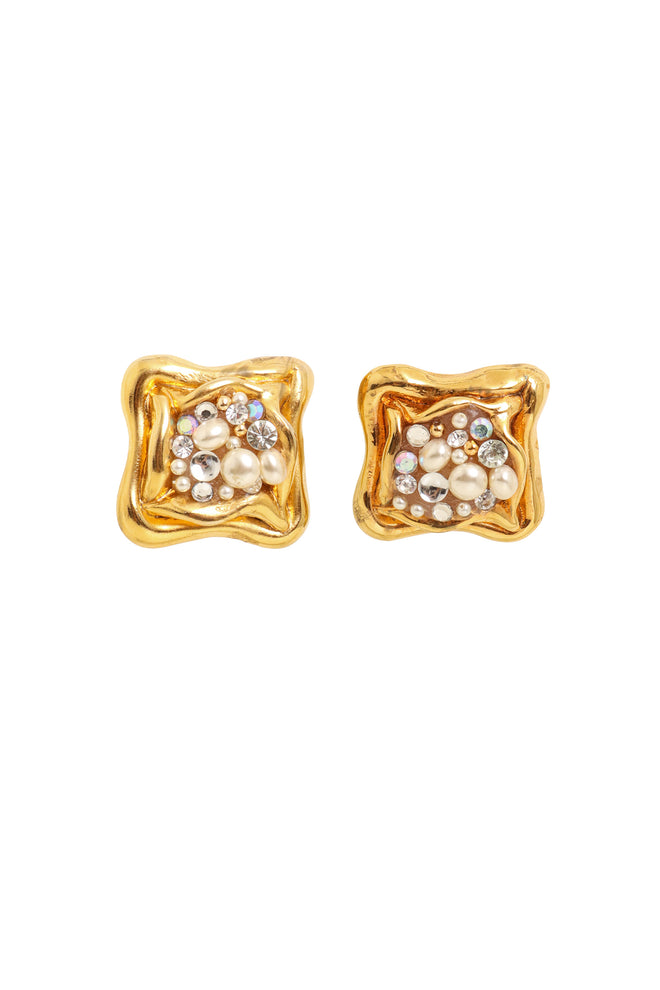 Vintage Jacky de G square Cluster Button Earrings @ Recess LA