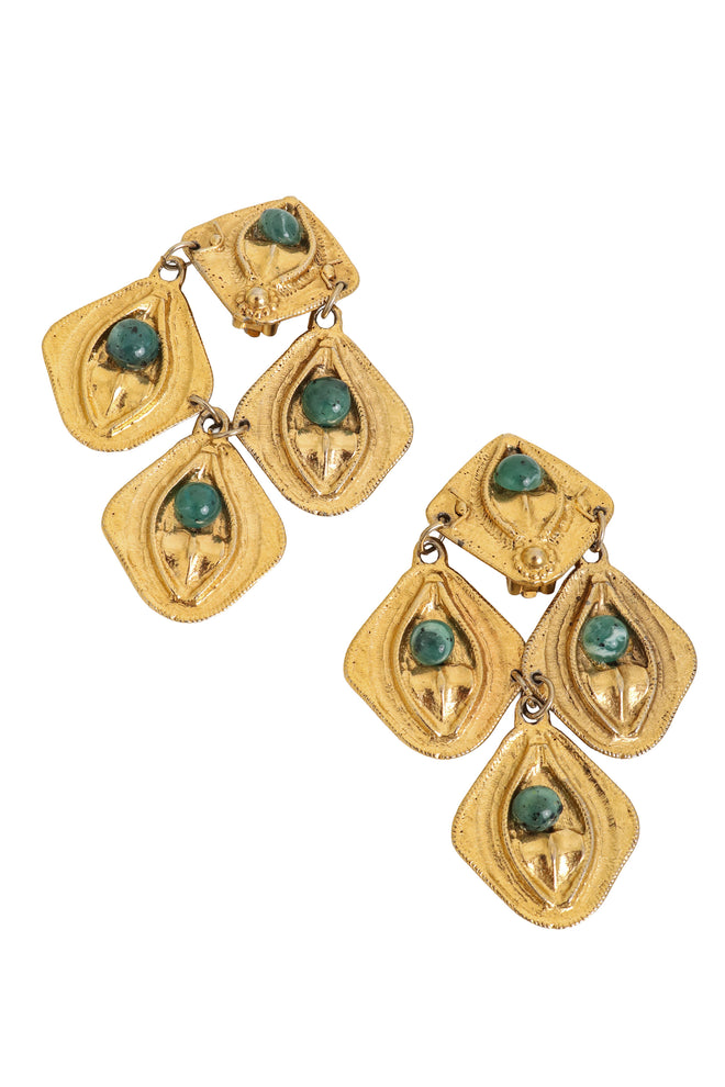 Vintage artisan Articulated Petal Earrings close @ Recess LA