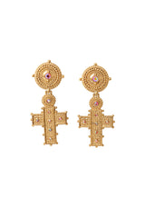 Crystal cross drop earrings @ Recess LA