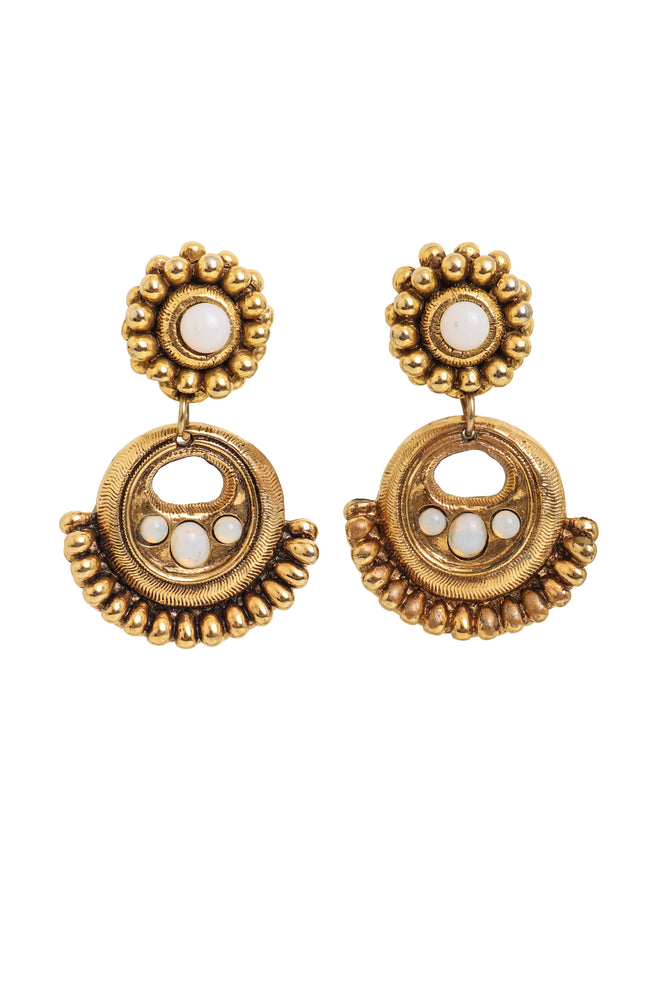 Vintage Satellite Opaline Hoop Drop Earrings @ Recess LA