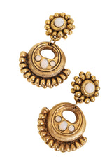 Vintage Satellite Opaline Hoop Drop Earrings close @ Recess LA