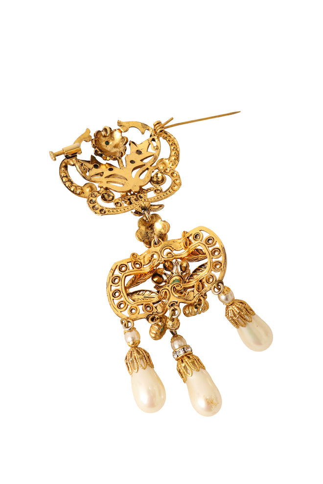 Jeweled Renaissance revival drop brooch backside pin open @ Recess LA 