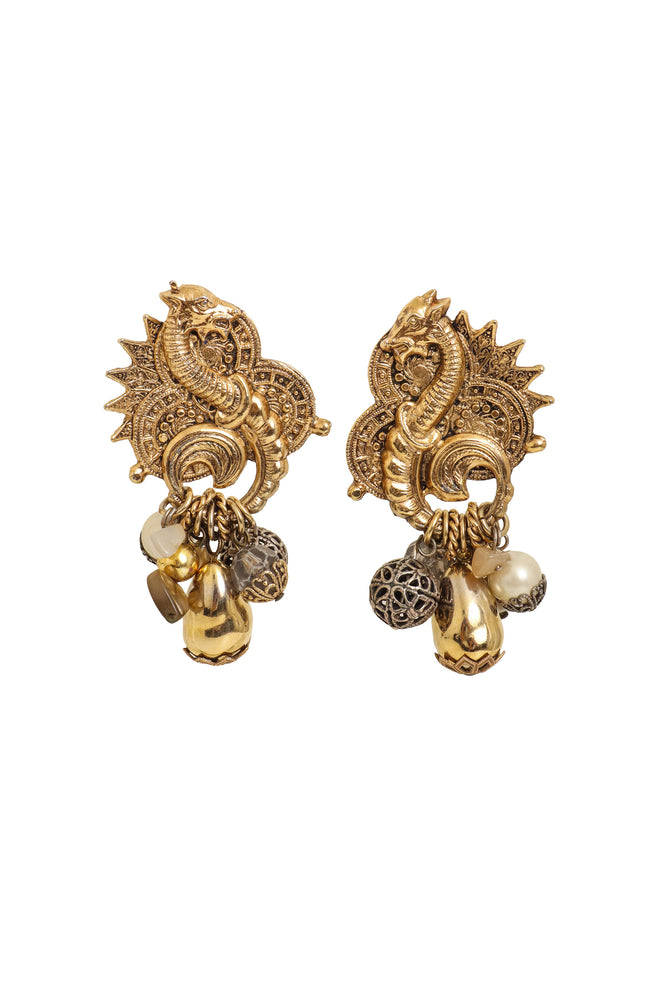 Vintage Zoe Coste Dragon Charm Drop Earrings @ Recess LA