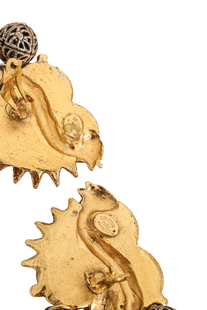 Vintage Zoe Coste Dragon Charm Drop Earrings signature @ Recess LA