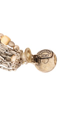 Pearl bar chain fringe drop earrings with filigree details by Babylone Paris signature @ Recess LA 