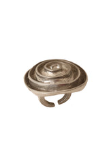 Silver sculptural spiral ring by La Tribu Rigaux side view @ Recess LA 