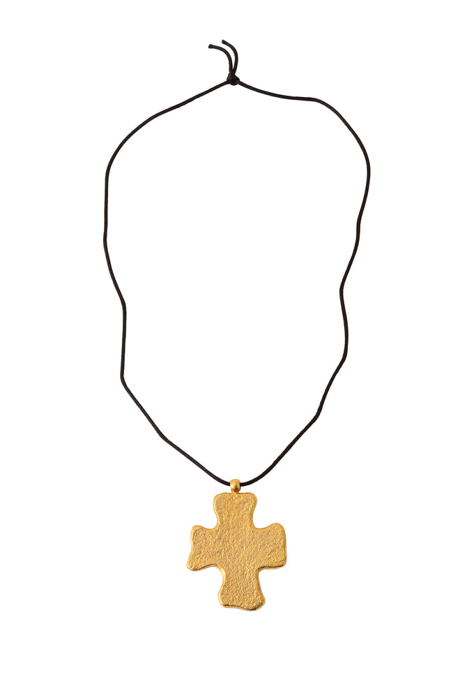 Abstract Hammered Cross Necklace @ Recess LA