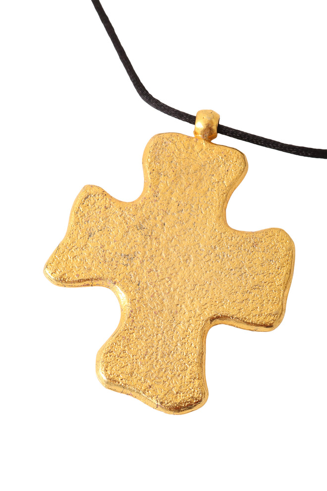 Abstract Hammered Cross Necklace pendant close @ Recess LA