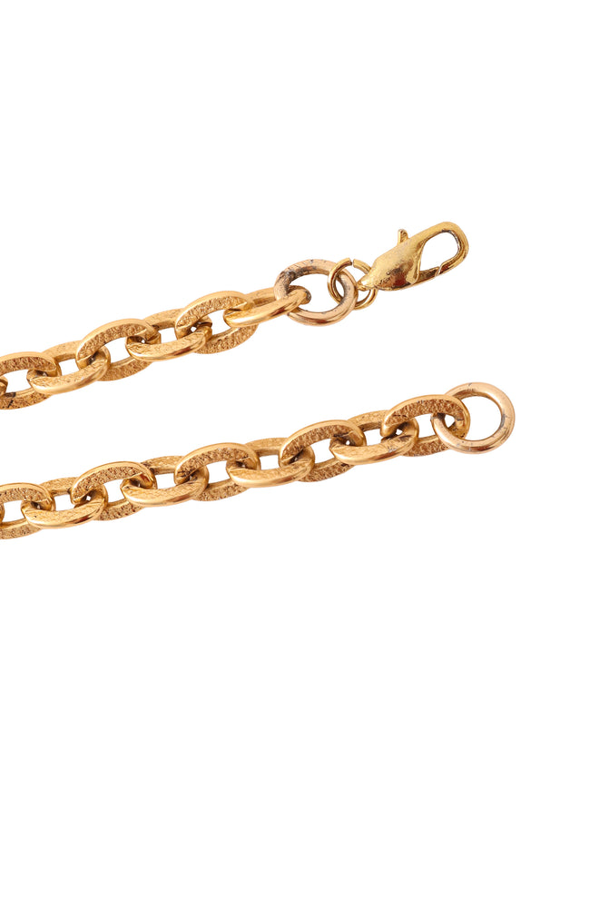 Golden Mayan carved enamel statement necklace clasp closure up close @ Recess LA 