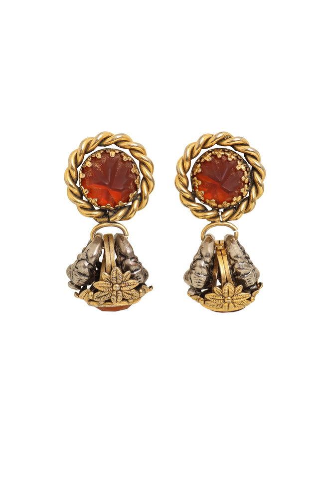 Vintage Reminiscence Paris Floral Ring Drop Earrings @ Recess LA