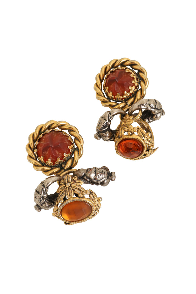Vintage Reminiscence Paris Floral Ring Drop Earrings close @ Recess LA