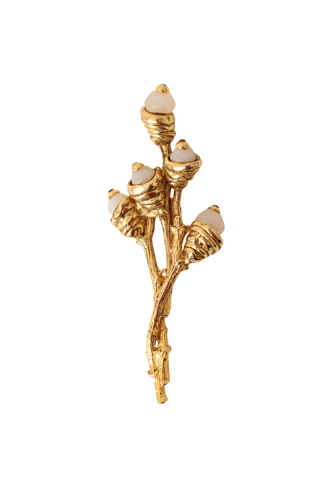 Golden branch beaded brooch by Jacques Toledo @ Recess LA 