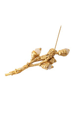 Golden branch beaded brooch by Jacques Toledo pin open @ Recess LA 
