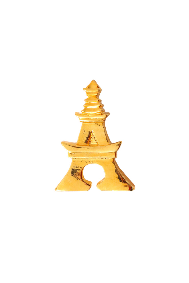Eiffel Tower brooch with sculptural geometric detailing by F. Volle @ Recess LA 