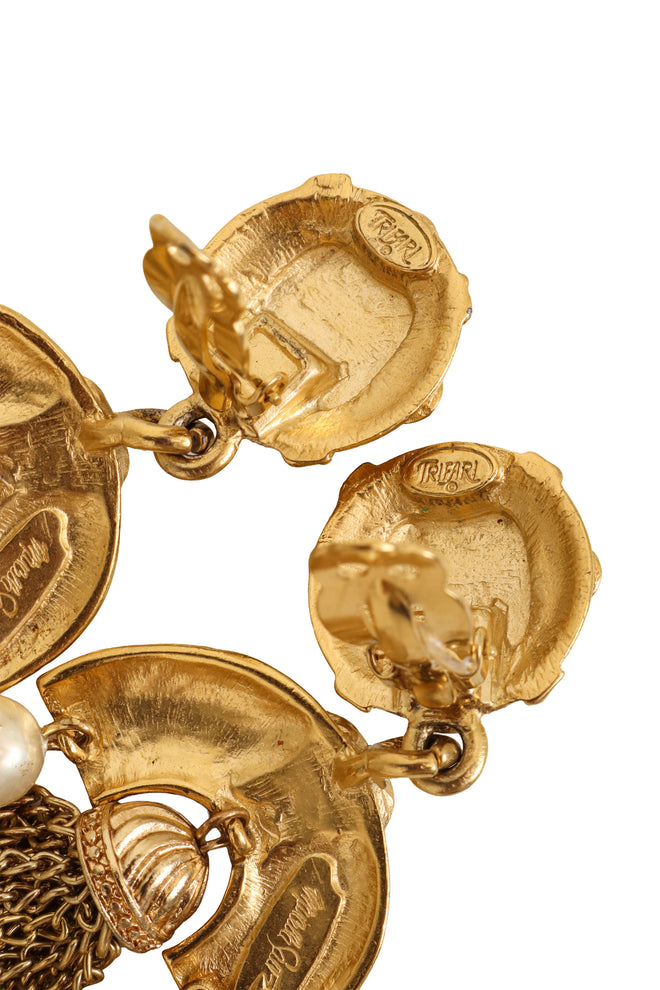 Vintage Trifari Fringe Etruscan Earrings logo @ Recess LA