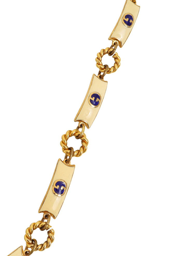 Vintage Gucci Enamel Chain Belt closeup links @ Recess LA