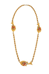 Vintage Ball Bead Fish Station Necklace @ Recess LA