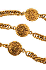 Vintage Chanel Zodiac Coin Station Necklace closeup coins @ Recess LA
