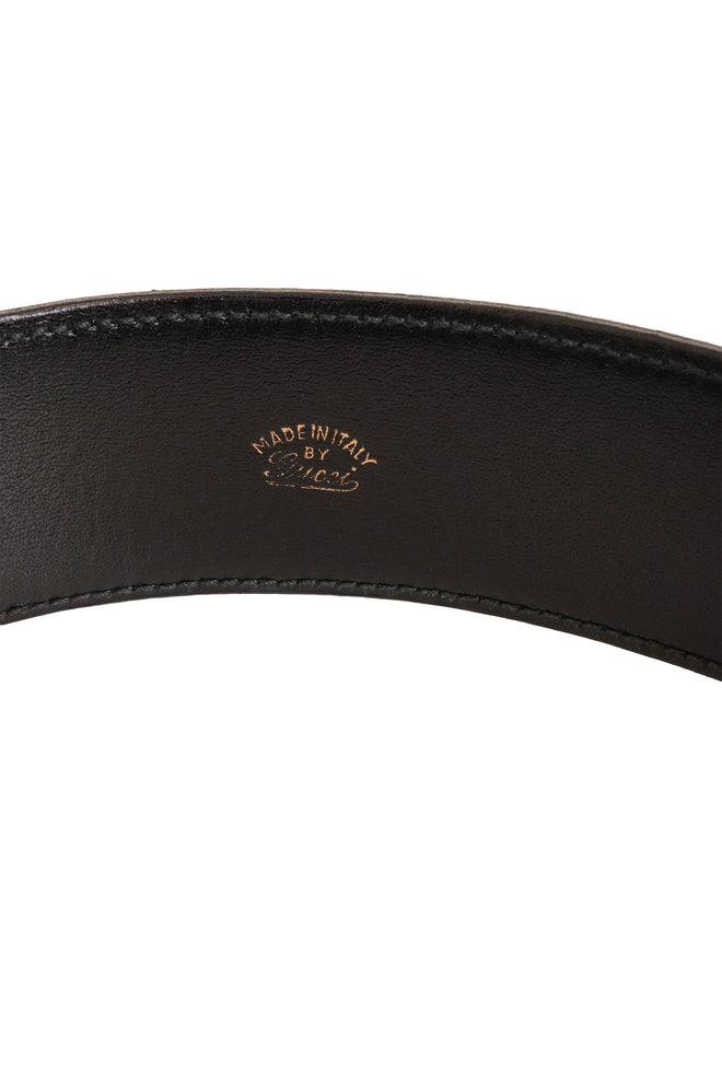 Vintage Gucci Leather Enamel Logo Belt signature @ Recess LA