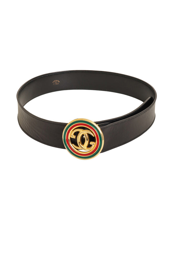 Vintage Gucci Leather Enamel Logo Belt @ Recess LA