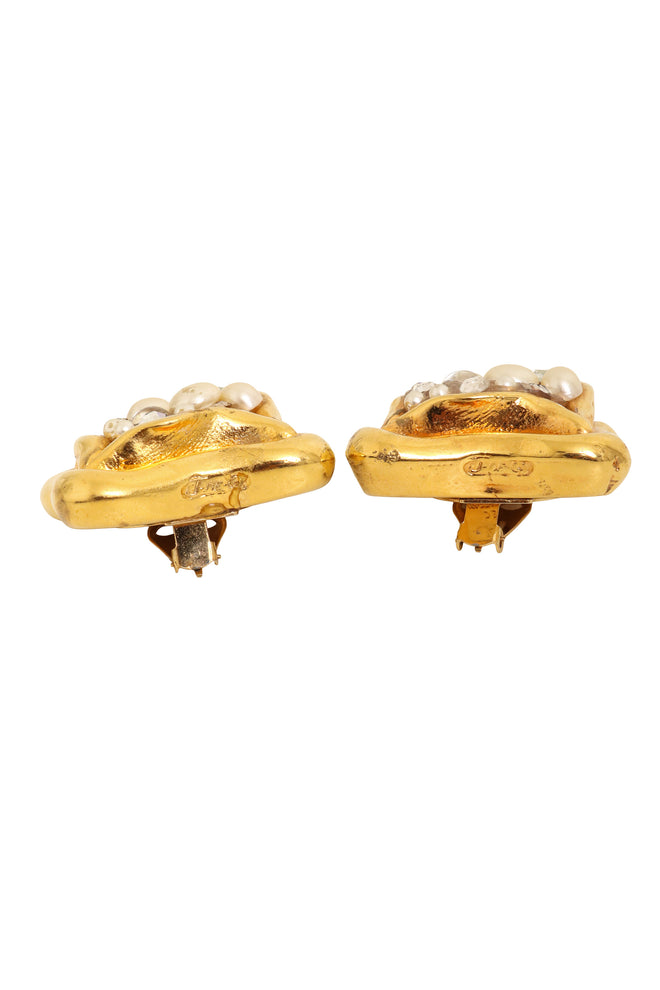 Vintage Jacky de G square Cluster Button Earrings sides @ Recess LA