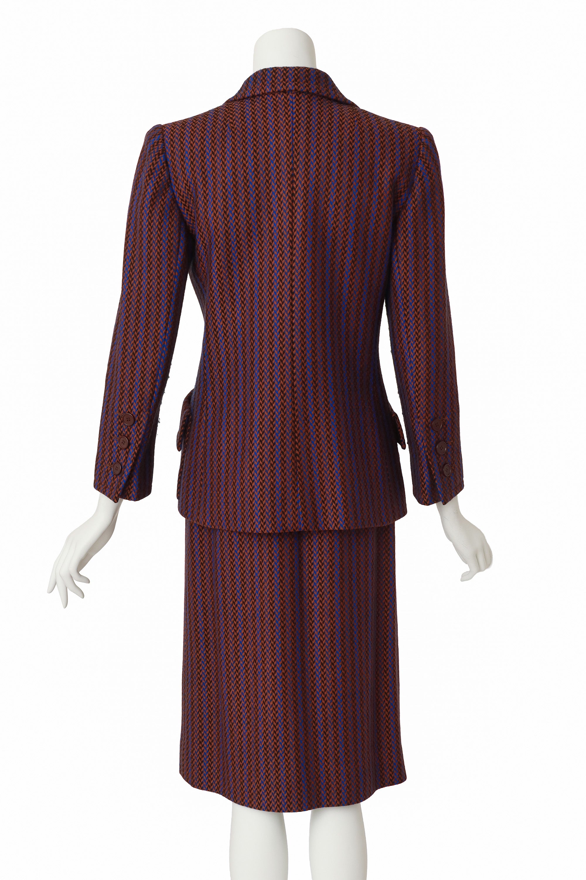Herringbone Jacket & Skirt Suit Set by Givenchy on mannequin back @ Recess LA