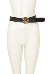 Vintage Gucci Leather Enamel Logo Belt on mannequin @ Recess LA