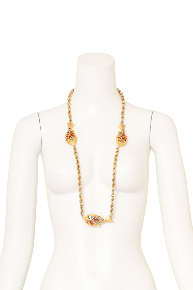 Vintage Ball Bead Fish Station Necklace on mannequin @ Recess LA