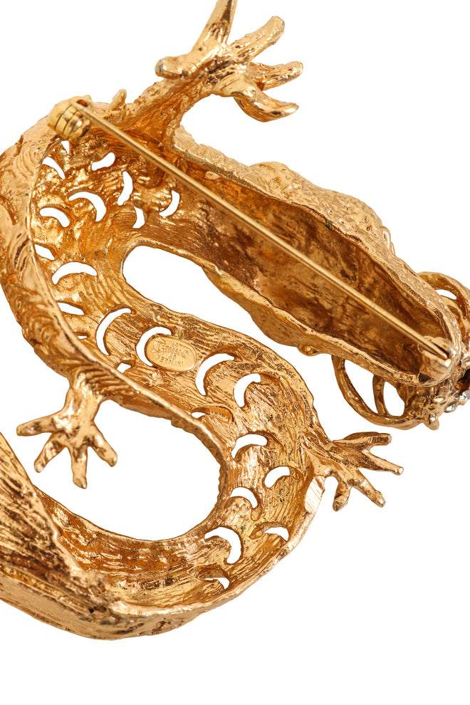 rhinestone dragon brooch logo @ Recess LA