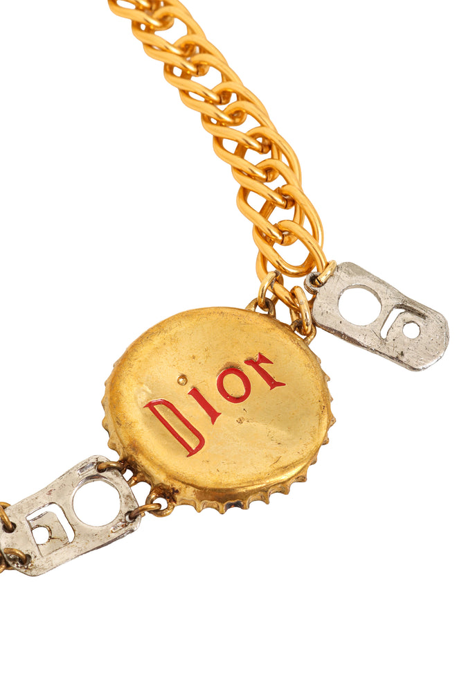 Bottle Cap Tab Chain Necklace by Dior logo @ Recess LA