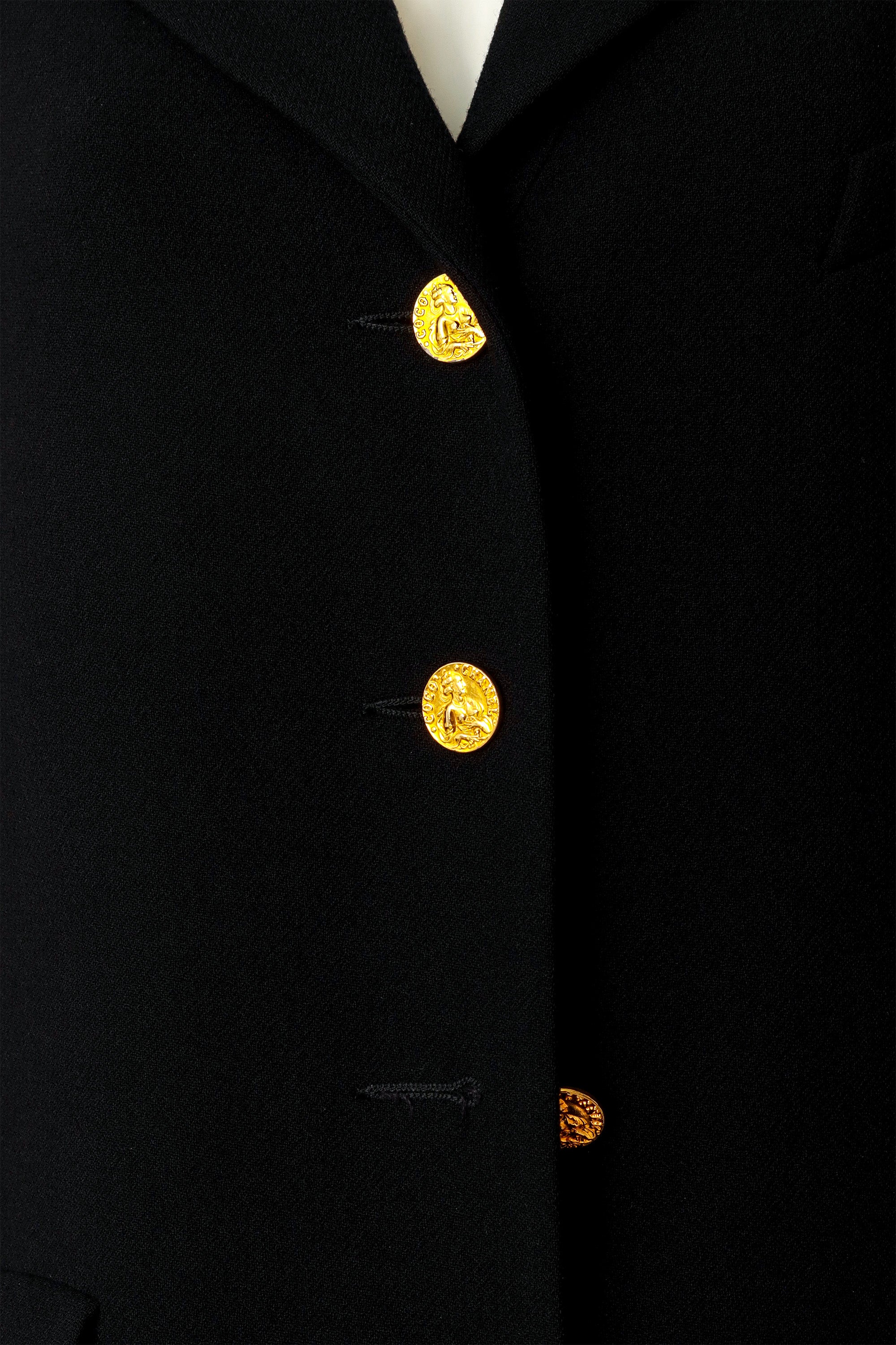 wool blazer by Chanel on mannequin buttons close @ Recess LA