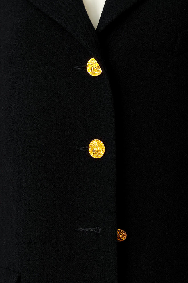 wool blazer by Chanel on mannequin buttons close @ Recess LA