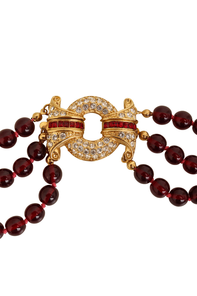 Rhinestone Clasp Bead Necklace crystal ring @ Recess LA 