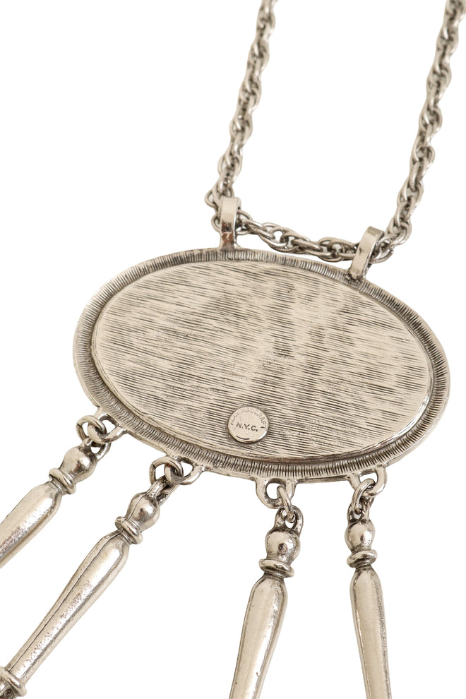 Tortoiseshell Fringe Drop Pendant Necklace signature @ Recess LA