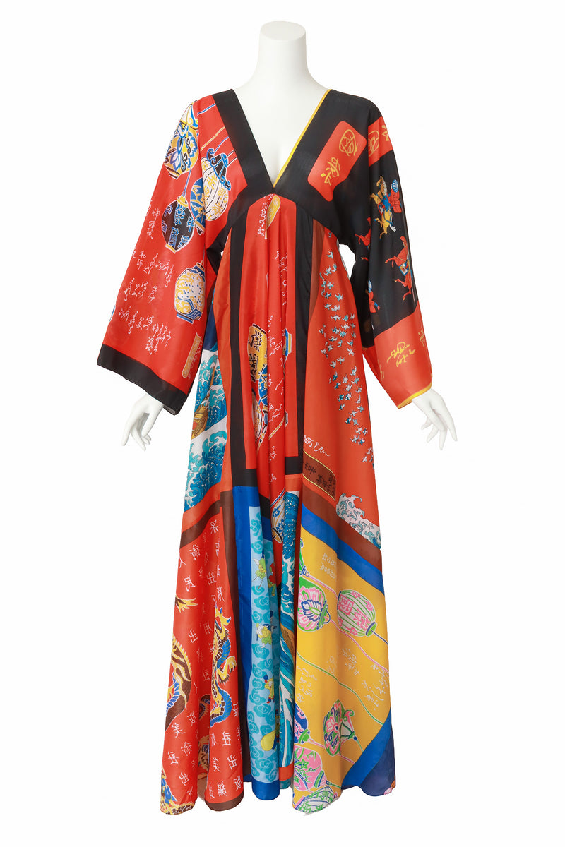 Vintage La Vetta of Beverly Hills Patchwork Scarf Dress