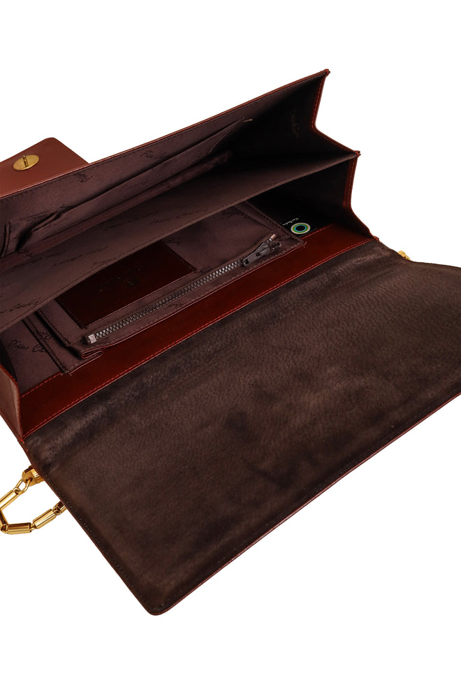 Vintage Pierre Cardin Chain Leather Envelope Clutch II open @ Recess LA