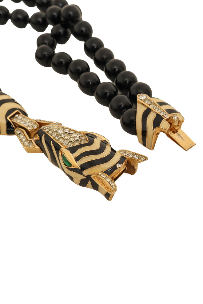 Zebra head bead necklace by Ciner clasp ends @ Recess LA