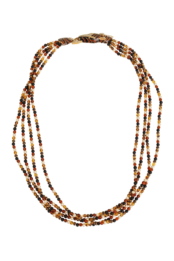 Zebra Crystal Torsade Necklace @ Recess LA